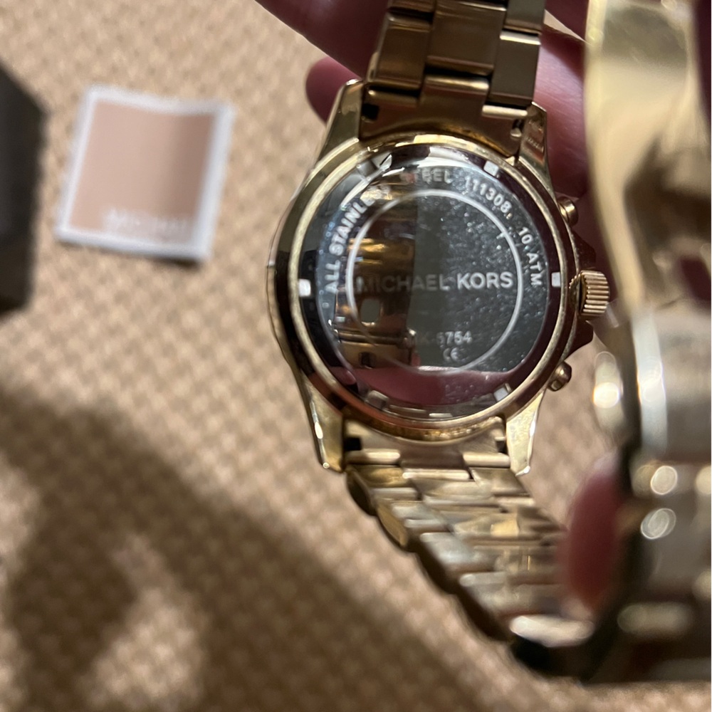 Michael Kors Blair Blue Crystal Chronograph Watch Gold Tone MK w/ Box - Picture 5 of 6